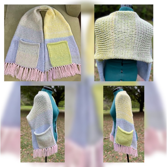 Handmade Hand Crafted Knit Easter/Spring Pocket Shawl - Picture 4 of 4